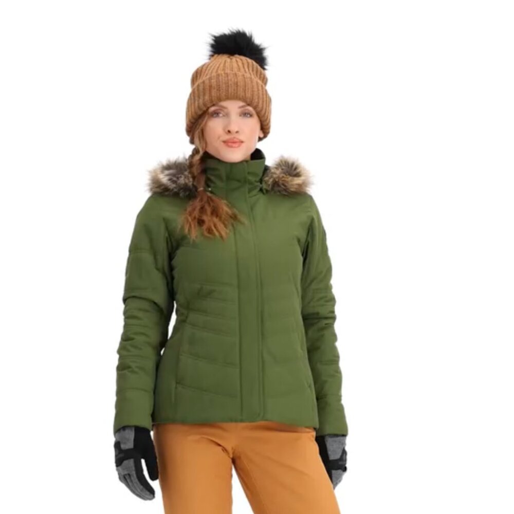Obermeyer Tuscany II Green Ski Jacket with Fur Hood women’s size 8